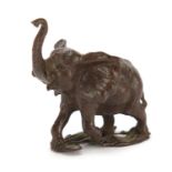 Japanese patinated bronze elephant, 5cm high :For Further Condition Reports Please Visit Our