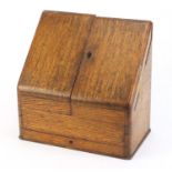 Edwardian oak stationary box with letter rack, 28cm high :For Further Condition Reports Please Visit