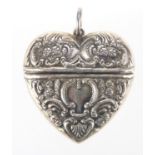 Sterling silver love heart trinket pendant, impressed 925 import marks, 3.5cm in length, approximate