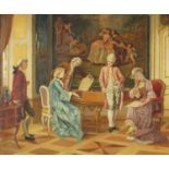 Figures in 18th century dress, Continental school oil on canvas, bearing a signature Daponte,