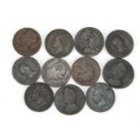 Eleven early 18th century and later farthings :For Further Condition Reports Please Visit Our