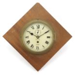 F Smith & Son Sestrel brass ship's bulkhead clock with Roman numerals, 18cm in diameter :For Further