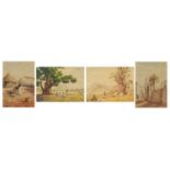 Giovanni Romagnoli 1947 - Eritrea, East Africa, four watercolours, mounted and framed, the largest