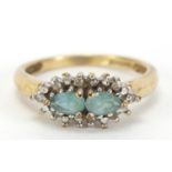 9ct gold blue stone and diamond ring size M, 2.8g :For Further Condition Reports Please Visit Our