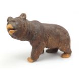 Large Black Forest carved wood bear, 40cm in length :For Further Condition Reports Please Visit