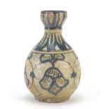 Islamic pottery vase hand painted with flowers, 18cm high :For Further Condition Reports Please