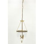 Cut glass hanging pendant with dome, 60cm high excluding the chain :For Further Condition Reports