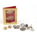 Silver jewellery and a pair of fine silver Victoria and King George V medallions, 74.2g :For Further