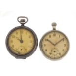 Two gentleman's open face pocket watches comprising one military issue engraved B52063 and a