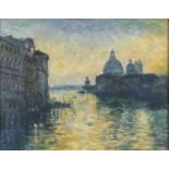 V Willis - La Salute, evening light, Venice, oil on canvas, details verso, framed, 44.5cm x 34.