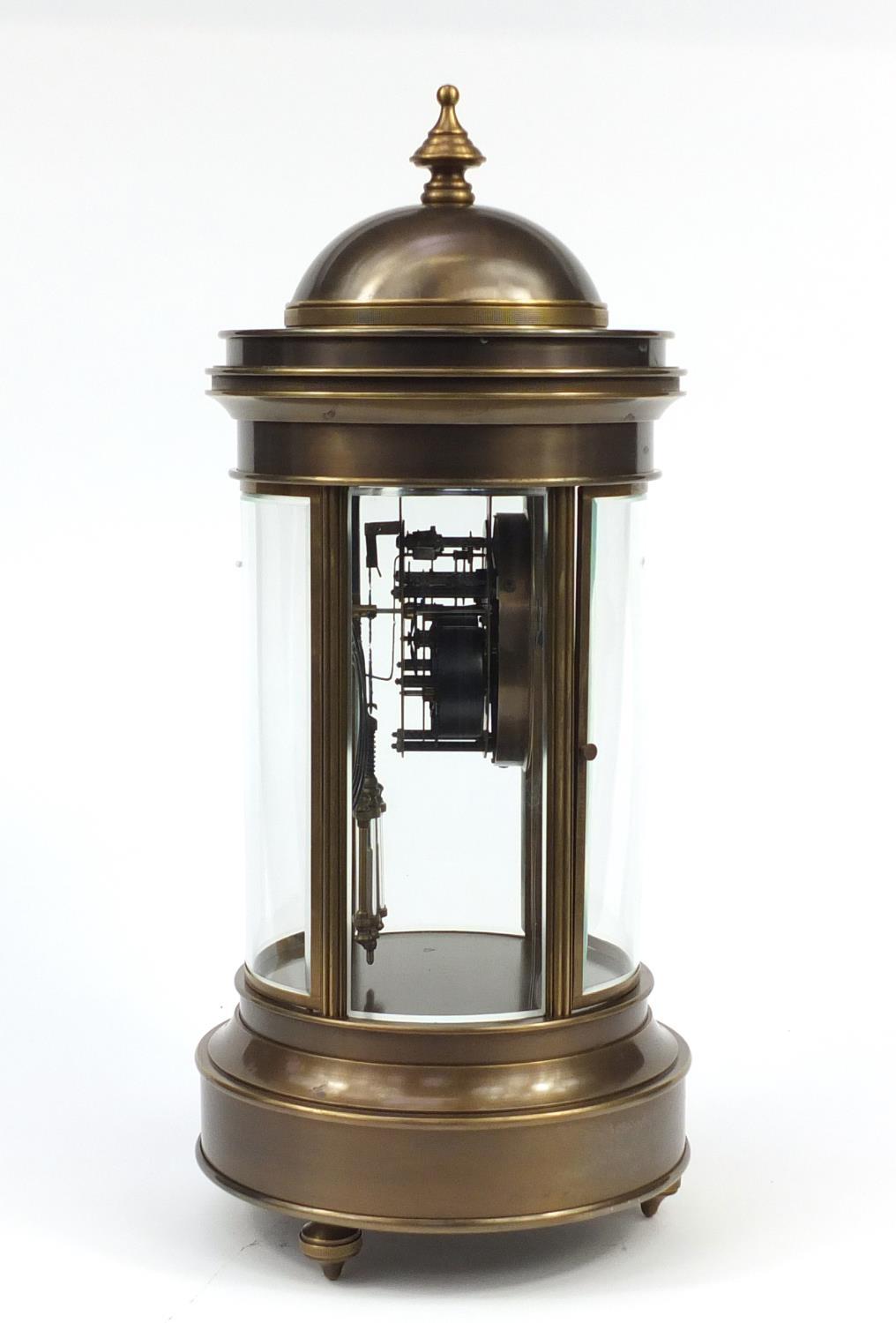 Large French bronzed circular four glass mantle clock with Roman numerals, numbered 1889 to the - Image 3 of 5