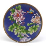Chinese Cloisonne plate enamelled with a butterfly amongst flowers, 21cm in diameter :For Further