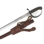 Good Victorian Rifle Volunteers Dress sword with engraved steel blade, wire bound shagreen grip,