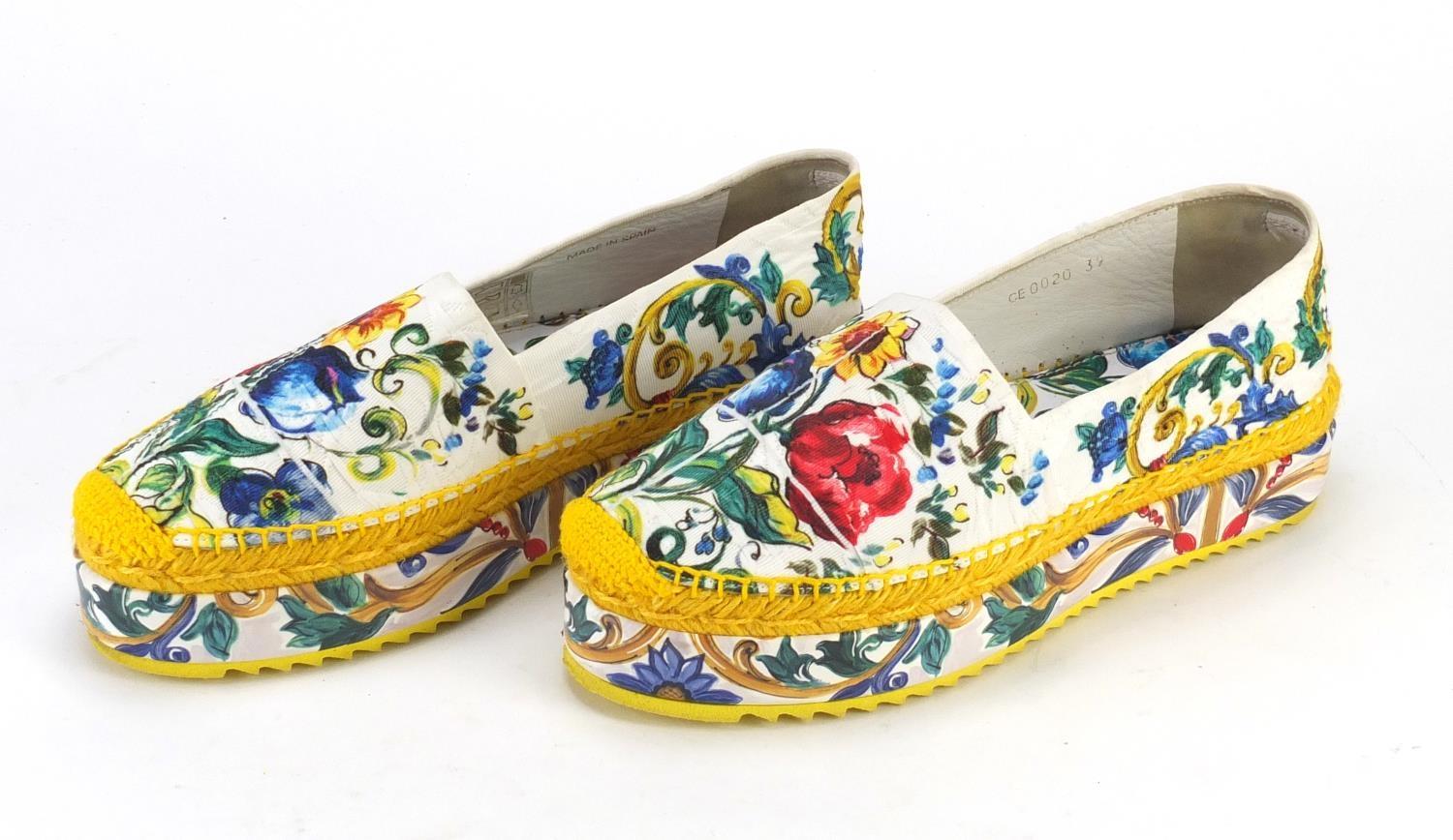 Pair of ladies Dolce & Gabbana canvas shoes (no size) :For Further Condition Reports Please Visit - Image 2 of 5