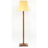 Art Deco oak standard lamp with square stepped base and shade, 156cm high excluding shade :For
