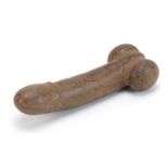 Islamic carved hard stone phallus, 19cm in length :For Further Condition Reports Please Visit Our