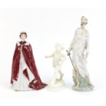 Three collectable figures including Royal Worcester Queen Elizabeth II 80th birthday and a Nao