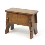Carved oak stool with lift-up seat, 37cm H x 46cm W x 24cm D :For Further Condition Reports Please