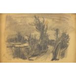 Milton Avery - Landscape, pencil, framed, 14.3cm x 9.7cm :For Further Condition Reports Please Visit