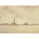 Neil Cairncross - San Giorgio Maggiore, Venice, oil on board, mounted and framed, 17.5cm x 13cm :For