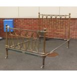 Victorian brass and iron bed frame by RW Winfield & Co, the headboard 142cm H x 138cm W x 200cm in