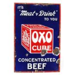 Vintage Oxo cube enamel advertising sign, 47cm x 31cm :For Further Condition Reports Please Visit