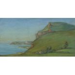 A Needham - Coastal scene, pastel, mounted and framed, 26cm x 14cm :For Further Condition Reports