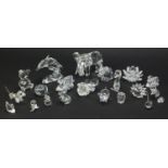 Swarovski crystal including elephants, dolphin and flowers, the largest 11.5cm in length :For