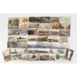 Edwardian and later postcards, some black and white photographic including The Cuckmere River, The