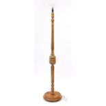 Carved oak standard lamp, 158cm high :For Further Condition Reports Please Visit Our Website,