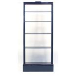 Blue lacquered open shelf unit, 235cm H x 99cm W x 36cm D :For Further Condition Reports Please