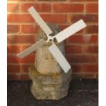 Stoneware garden model of a windmill, 60cm high :For Further Condition Reports Please Visit Our