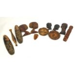 Group of African carved wood masks, busts and a dagger :For Further Condition Reports Please Visit