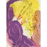 Marc Chagall - Angel of Paradise, lithograph, printed in 1956 by Mourlot Freres, details verso,