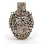 Chinese silver coloured metal snuff bottle, decorated with figures, 7.5cm high :For Further