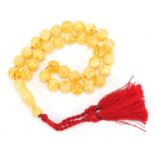 Islamic butterscotch amber coloured bead necklace :For Further Condition Reports Please Visit Our