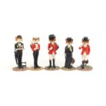 Five Border Fine Arts foxes from the Reynard Estate Series, the largest 19.5cm high :For Further