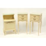 Pair of cream and gilt bedside tables and one other :For Further Condition Reports Please Visit