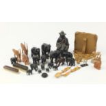 Sundry items including carved ebony elephants and a gilt wall bracket :For Further Condition Reports