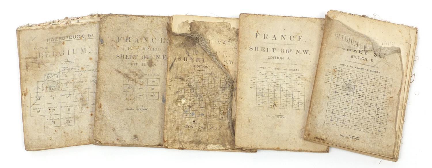 Four Belgium and France World War I trench maps :For Further Condition Reports Please Visit Our