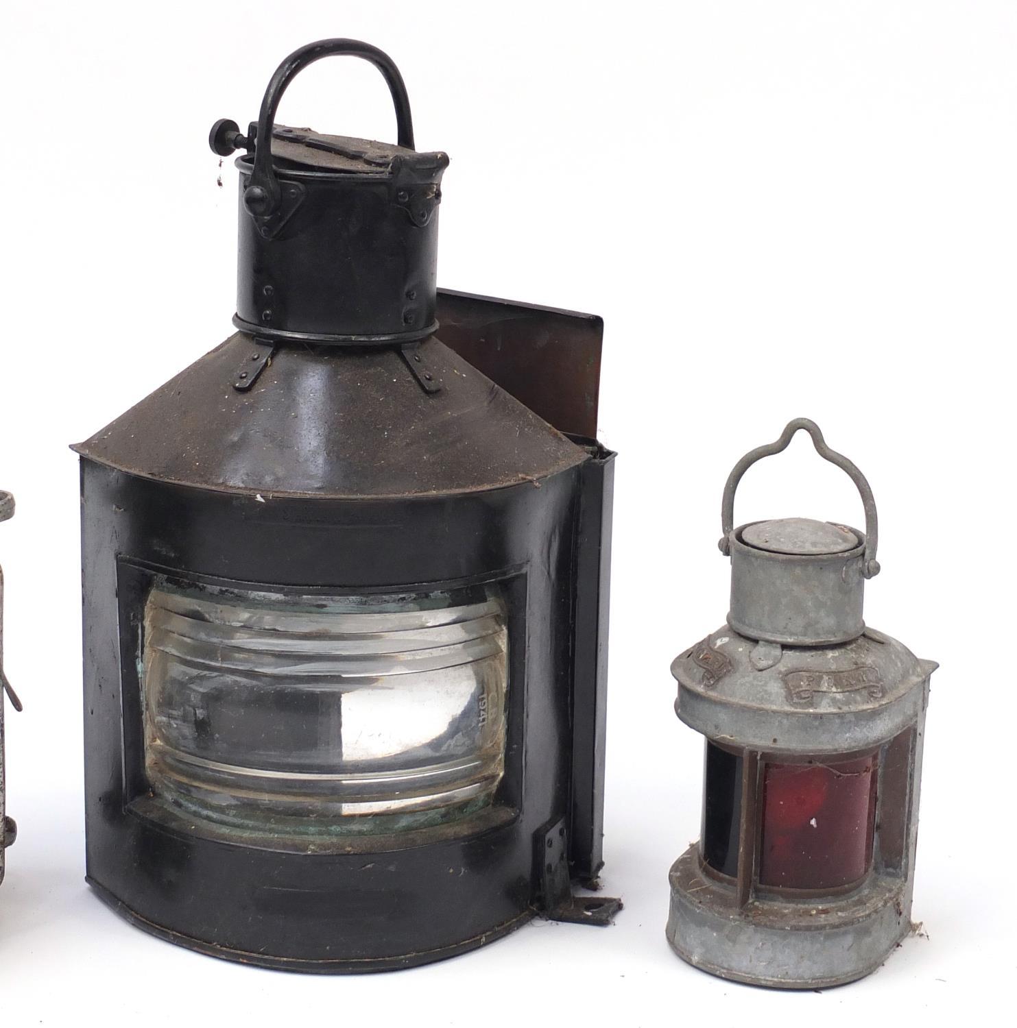 Three ship's mast head lanterns including starboard and port, one with Birmingham Engineering - Image 3 of 10