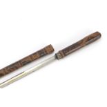 Military interest leather bound swagger sword stick, 46.5cm in length :For Further Condition Reports