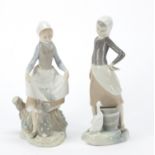 Two Lladro figurines of girls with animals, the largest 24cm high :For Further Condition Reports
