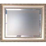 Silvered rectangular wall mirror with bevelled glass, 65cm x 55cm :For Further Condition Reports