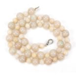 Chinese white jade bead necklace, 68cm in length :For Further Condition Reports Please Visit Our