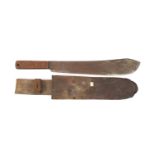 Military interest machete with leather sheath, 50cm in length :For Further Condition Reports