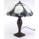 Tiffany design bronzed table lamp with berry design shade, 57cm high :For Further Condition