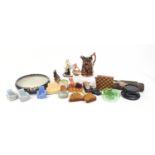Sundry items including Clarice Cliff crocus jam pot, Zsonay Pecs vase, Carltonware seal and 1920's