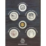 Battle of the Atlantic proof coin set including a 24ct gold ten pound coin and four silver half