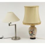 Chinese porcelain table lamp and one other, both with shades :For Further Condition Reports Please